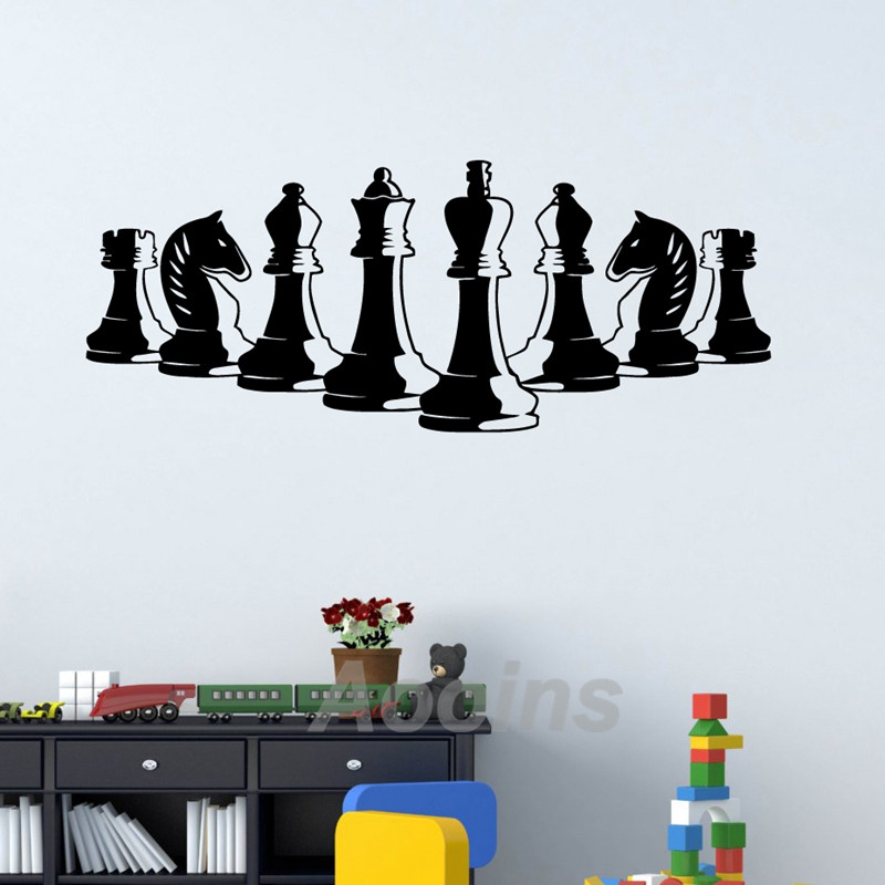 Chess Pieces Wall Decal Bedroo - огляд і ціна Board Game Quote